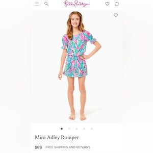 Lilly Pulitzer Little Girls Size M (6-7) Romper Mini Adley New Without Tags